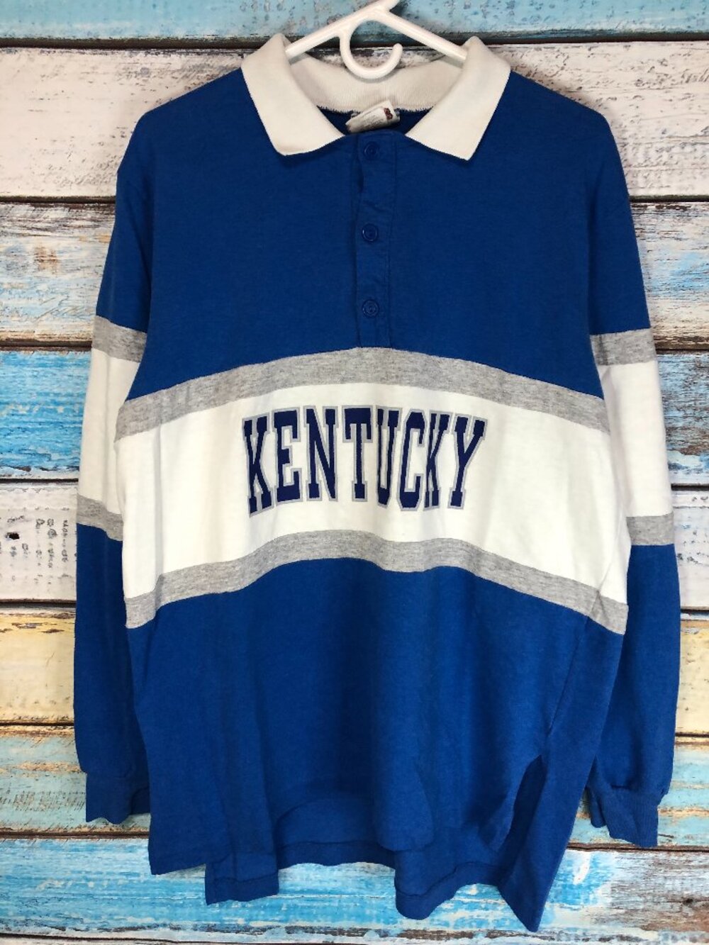 Vintage Nutmeg University Of Kentucky Rugby Shirt men's XL Blue Colorblock UK